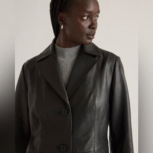 Quince Women's Black Leather Coat